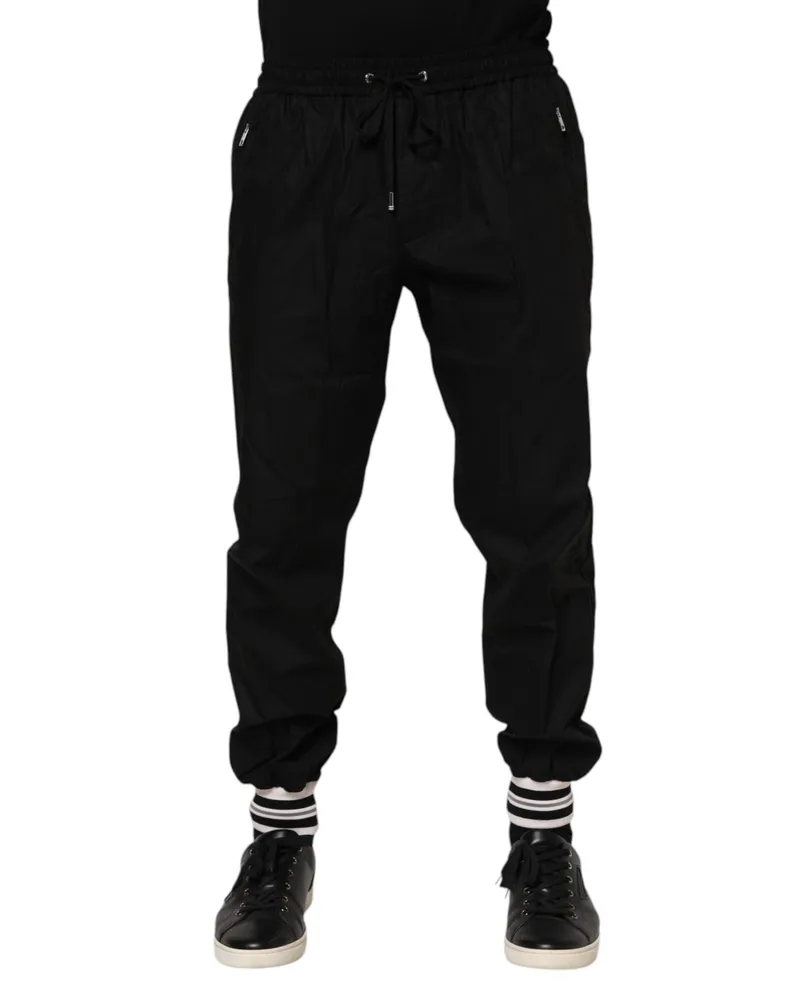 Dolce & Gabbana Cotton Logo Tape Joggers — Black Black