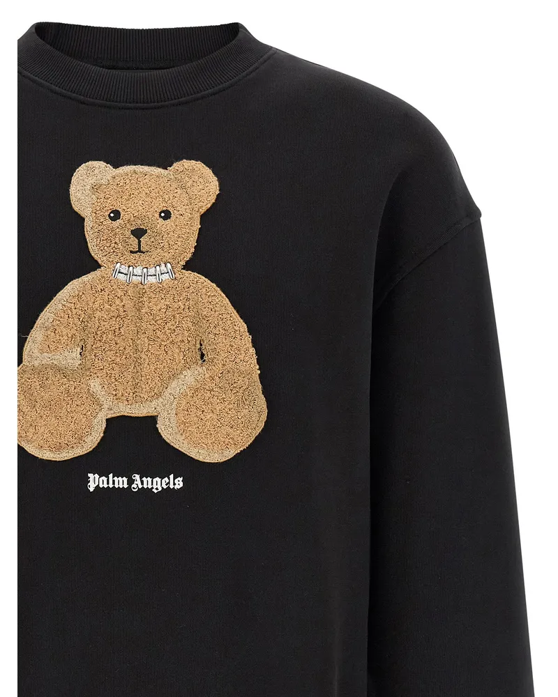 Palm Angels Bear Bouclé Patch Sweatshirt — Black Black