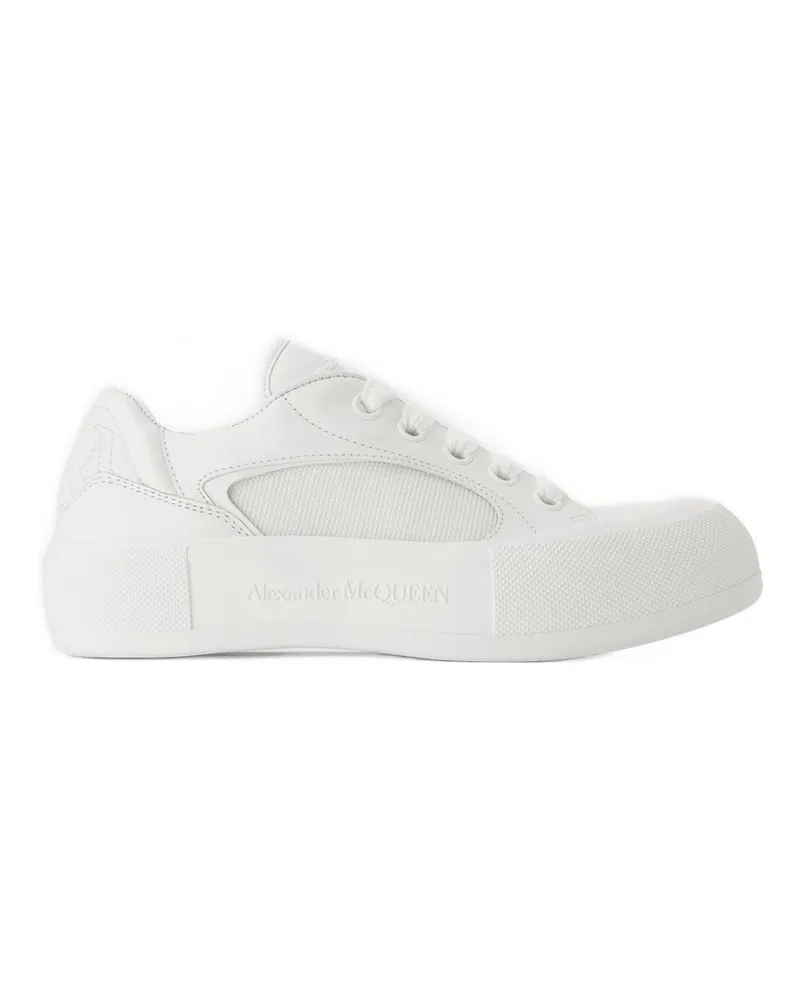 Alexander McQueen Women's Deck Sneakers White Calfskin White