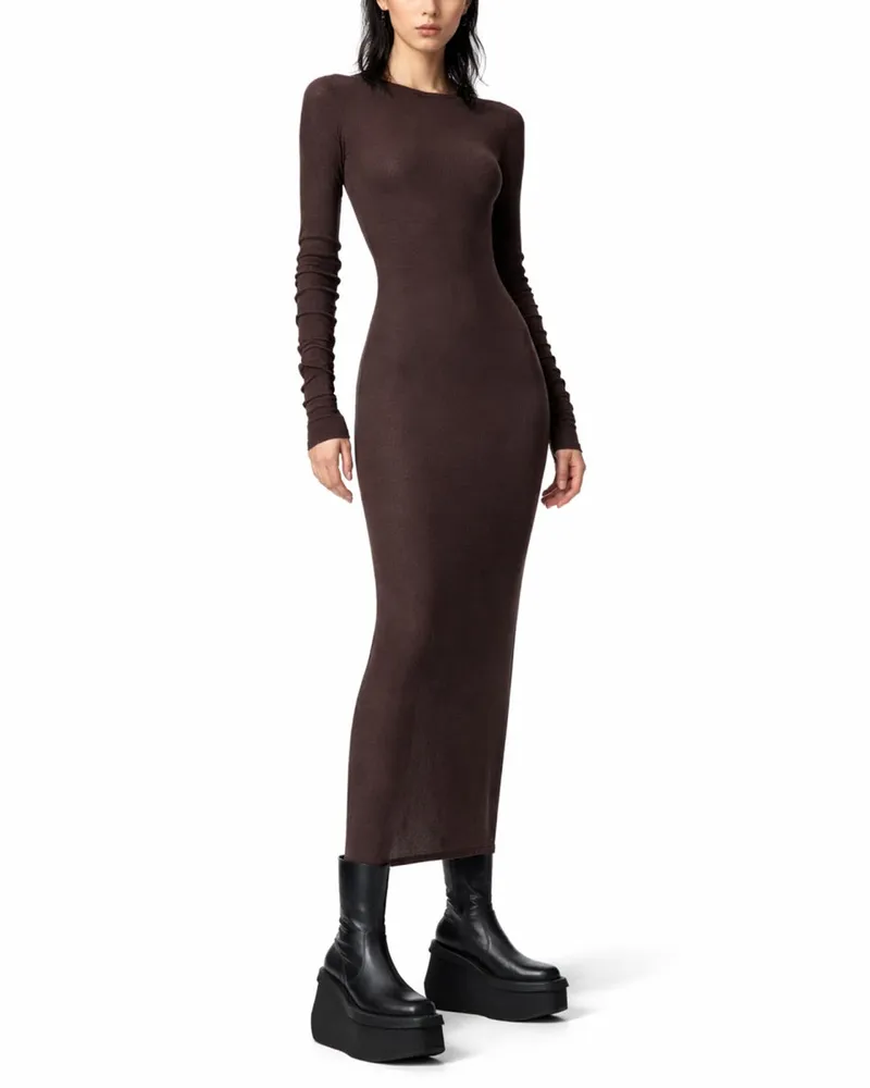 Rick Owens Viscose-Silk Blend Midi Dress — Brown Brown