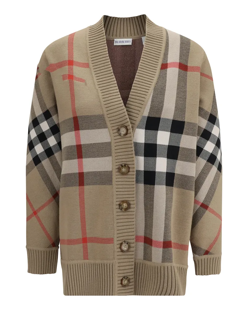Burberry Women's Wool Sweater Check Archive Beige Polyester Beige