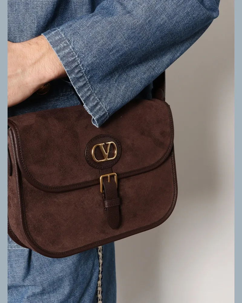 Valentino Garavani Men's Leather Shoulder Bag Brown Suede Brown