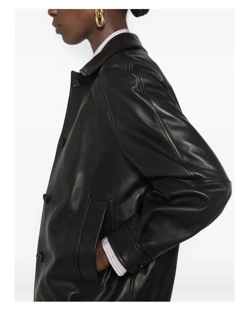 Salvatore Santoro Classic Collar Leather Jacket — Black Black