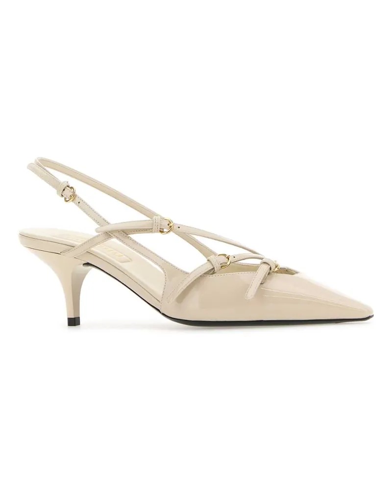 Miu Miu Pointed-Toe Slingback Heel — Beige Beige