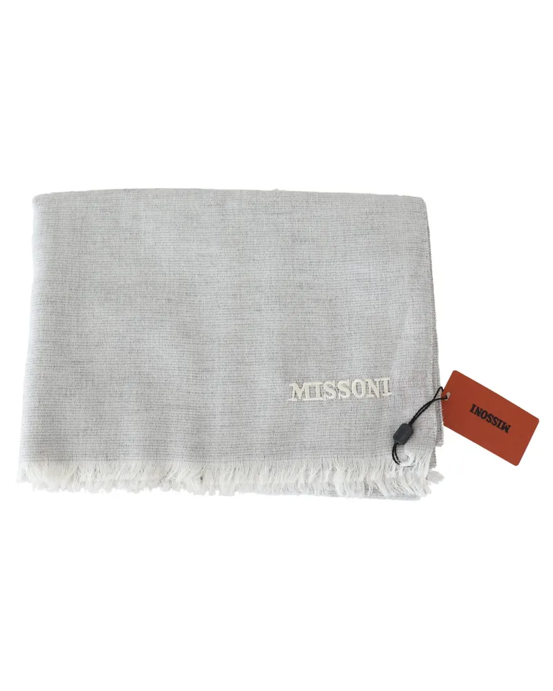 Missoni Men's Gray Wool Knit Unisex Neck Wrap Scarf Gray