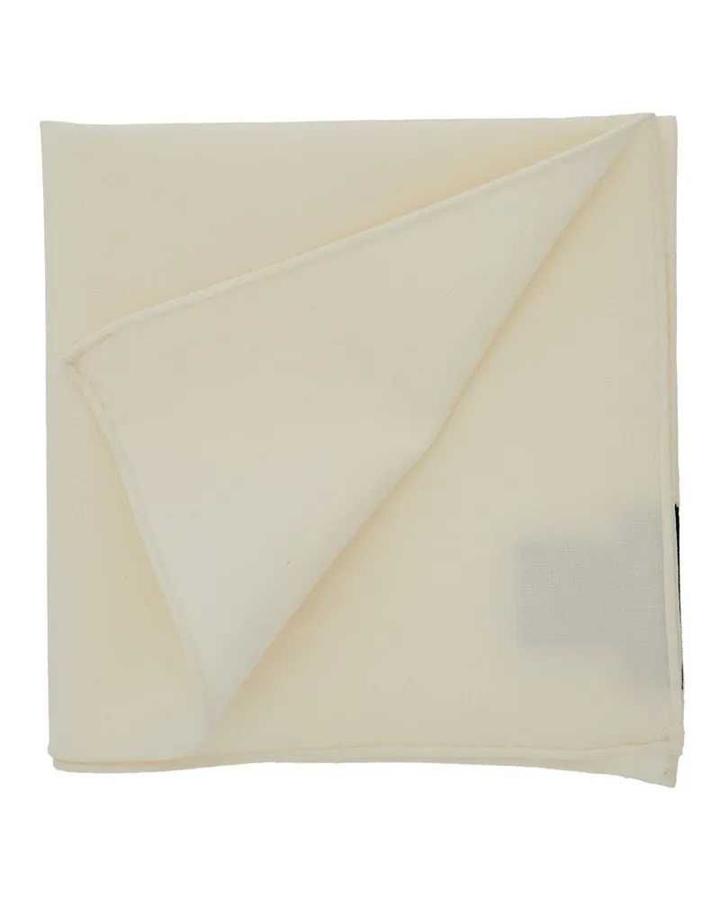 Emporio Armani Men's Pocket Square Virgin Wool White Cream Ties & Bow White