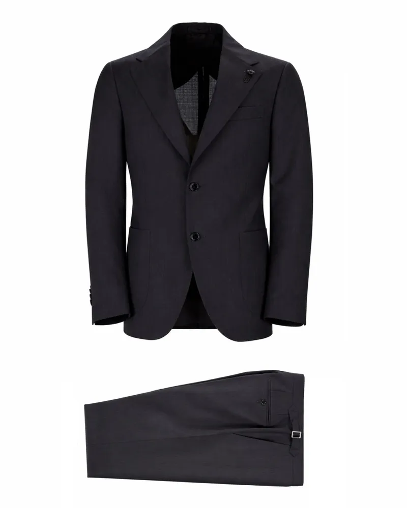 LARDINI Pure Virgin Wool Pant Suit — Black Black