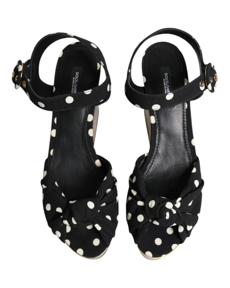 Dolce & Gabbana Women's Multicolor Fish Polka Dot Wedge Sandals Shoes Fabric Multicolor