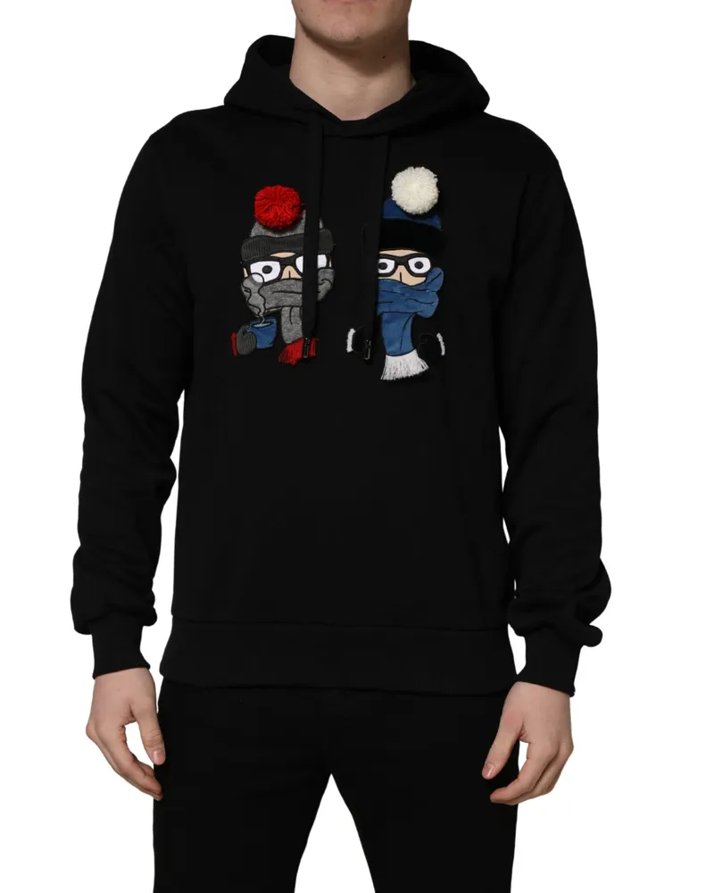 Dolce & Gabbana dgfamily Black Cotton Hooded Men Sweatshirt Sweater Clothing Black