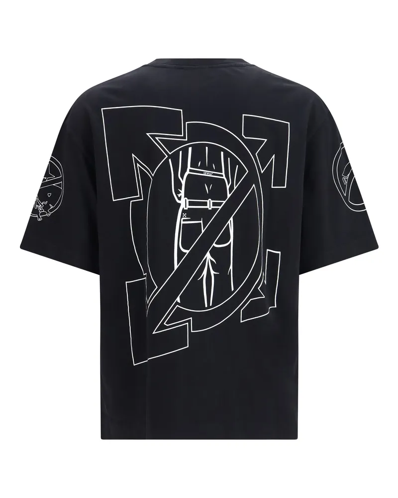 OFF-WHITE Men's Neighbourhood Skate T-Shirt Black Cotton T-Shirts And Polos Black