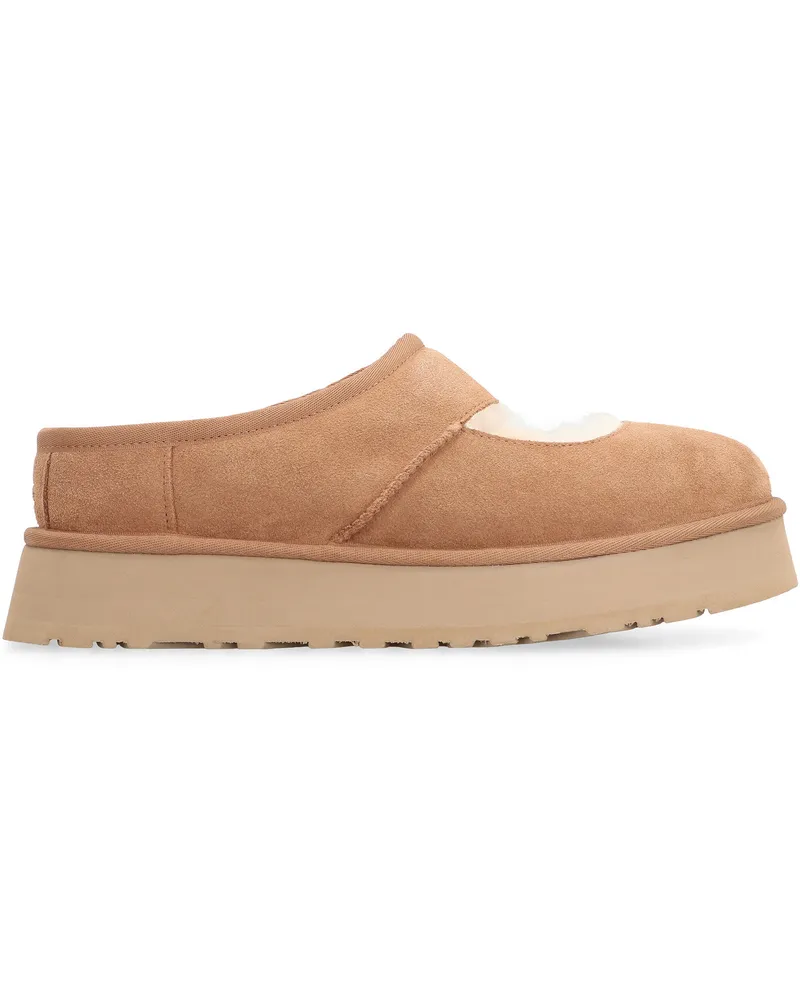 UGG Women's Slippers Bea Mary Jane Chestnut Wool Flat Shoes Chestnut
