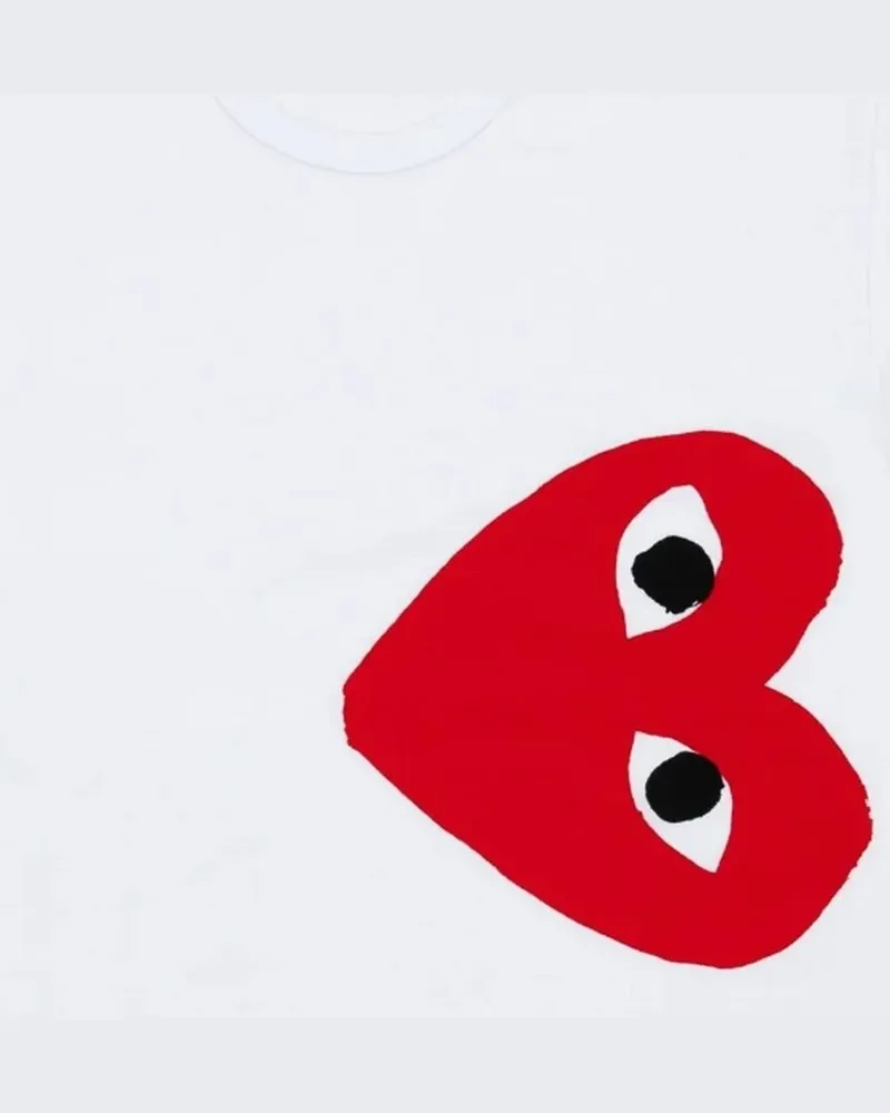 Comme des Garçons Red Heart Logo T-shirt — White White