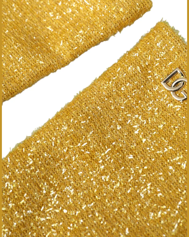 Dolce & Gabbana Women Gold Lurex Fantasia Mid Arm Length Gloves Gold