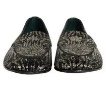 Silver Beaded Animal Print Loafer — Black