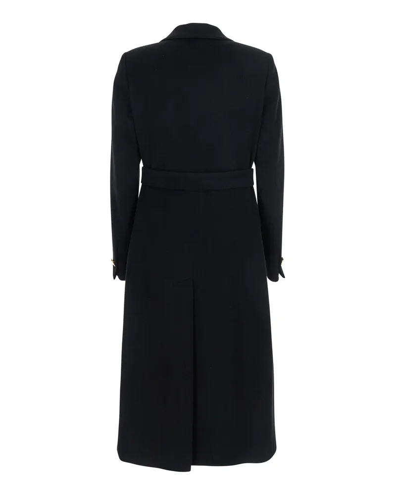 Tagliatore Women's Double-Breasted Coat Black Wool Virgin Black