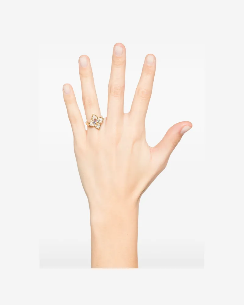 Roberto Coin Women's 18k Yellow Gold Princess Flower Multi-Stone Ring Ss25 W Gold