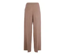 Wide-Leg Viscose Trousers — Beige