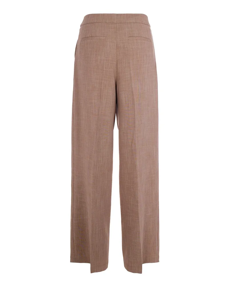 Liu Jo Women's Trousers Wide-Leg Biscuit Melange Viscose Beige