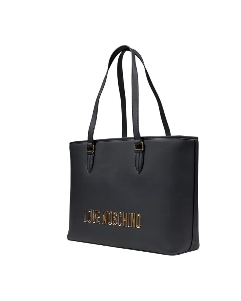 Moschino Women's Logo-Embossed Polyurethane Tote Black Black