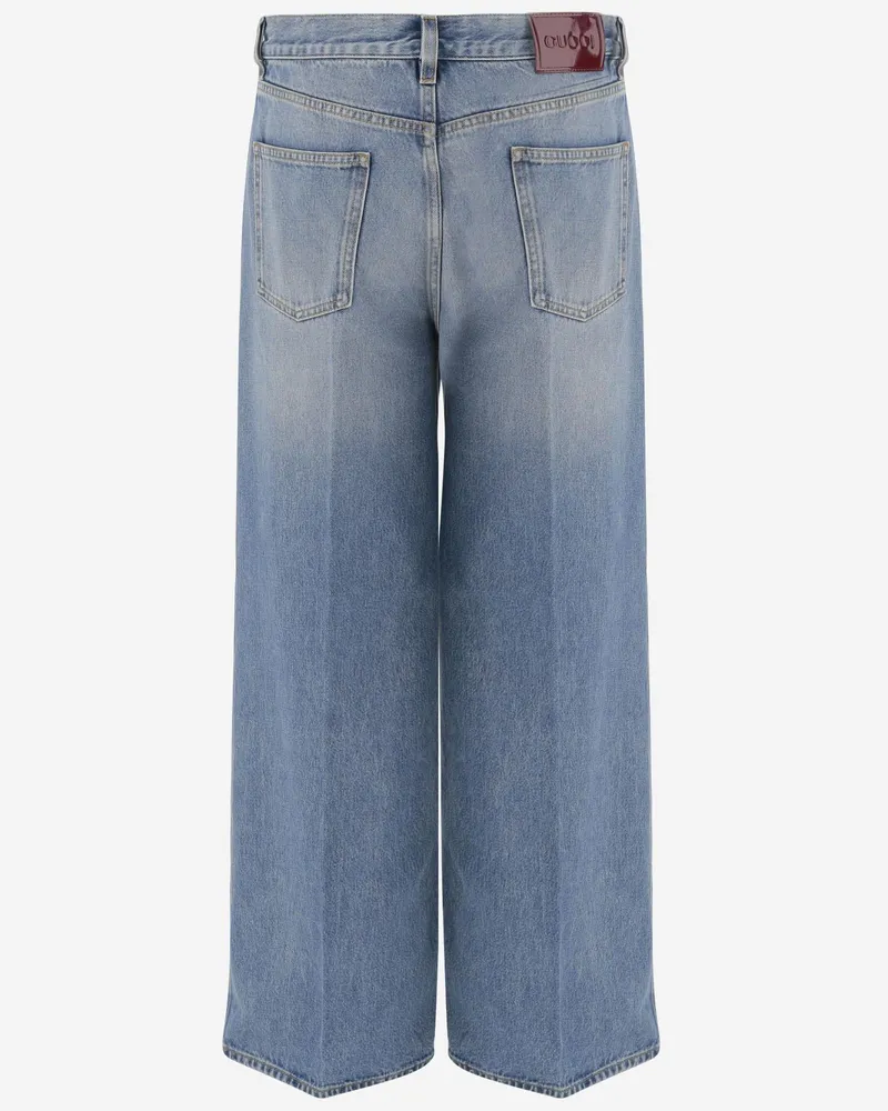 Gucci Women's Cotton Denim Jeans Navy Trousers Navy