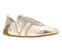 Metallic Leather Sneaker — Gold