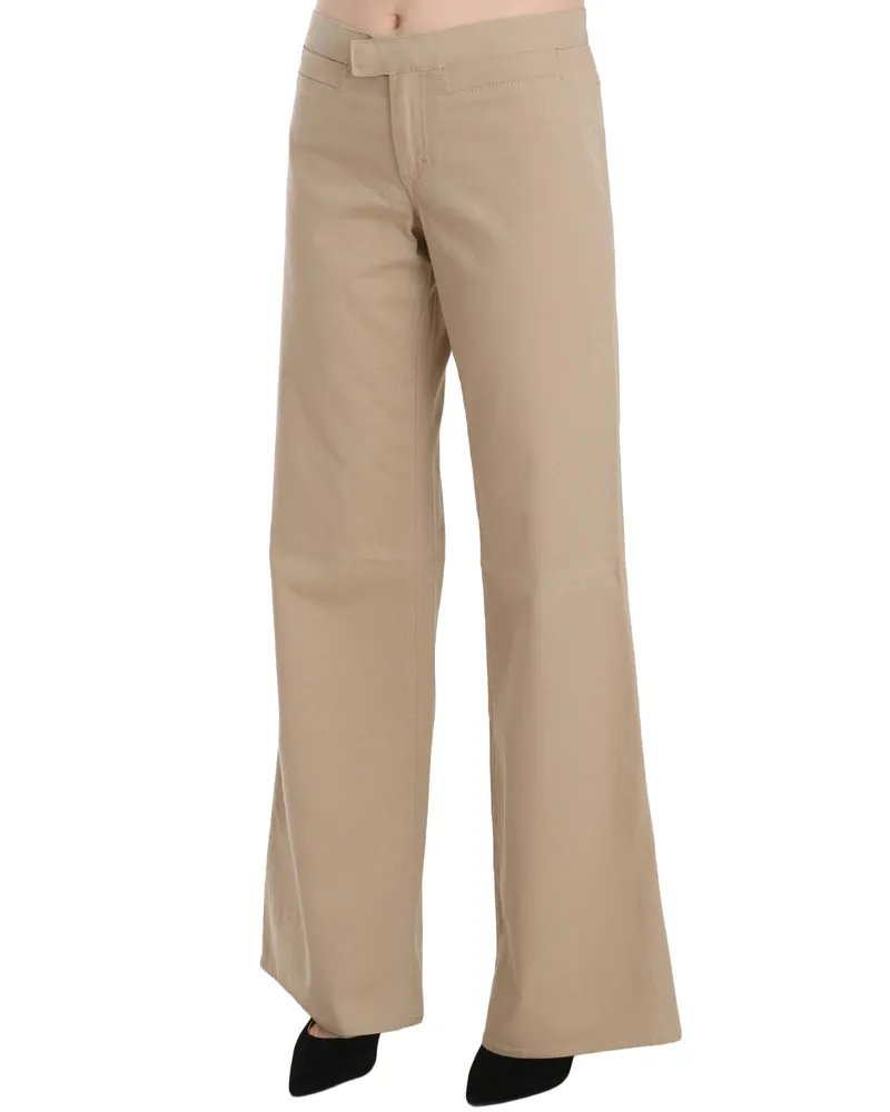 Just Cavalli Women's Beige Cotton Mid Waist Flared Trousers Pants Other Materials Beige