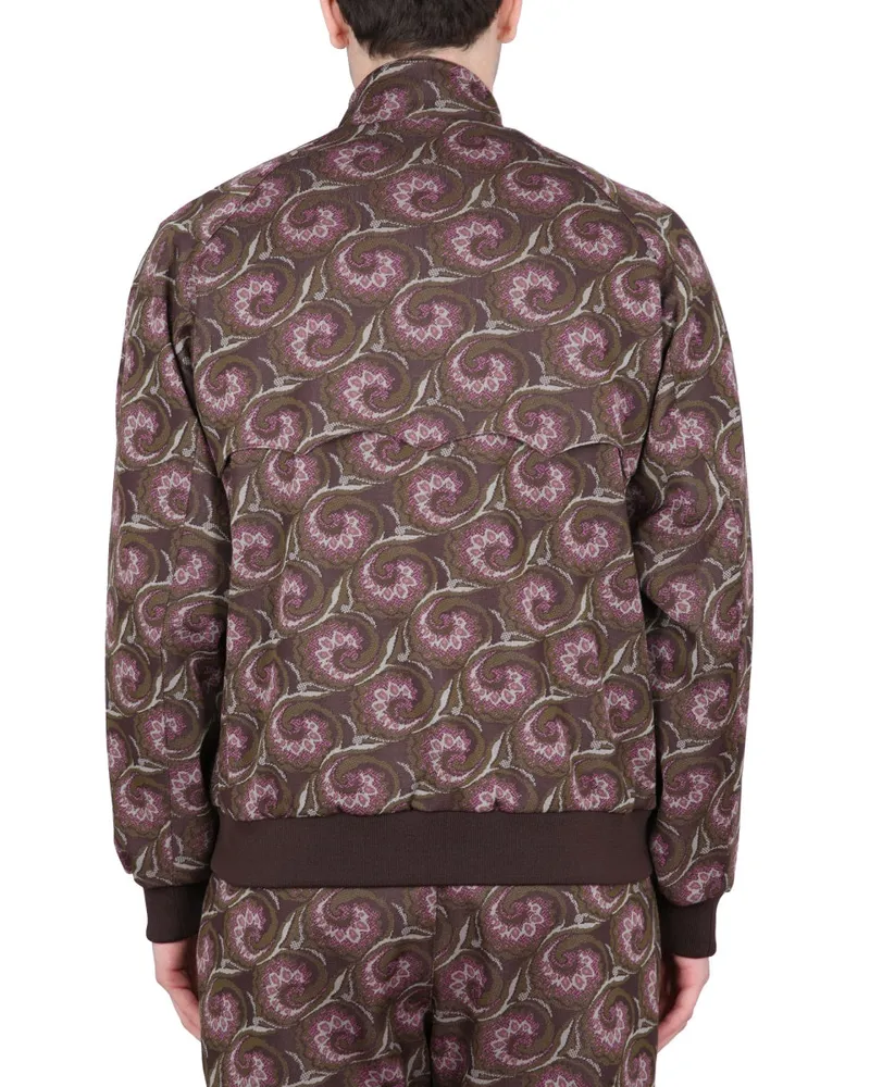 Baracuta High-Collar Polyester Jacket — Brown Brown