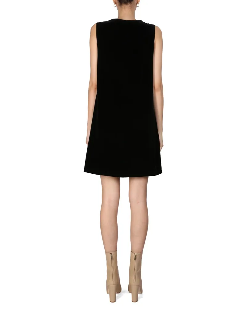 Moschino Square Neckline Trapeze Mini Dress — Black Black