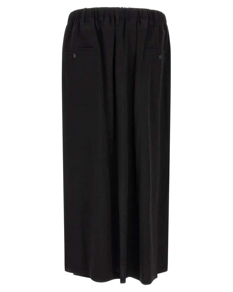Yohji Yamamoto Asymmetric Wool-Blend Trousers — Black Black
