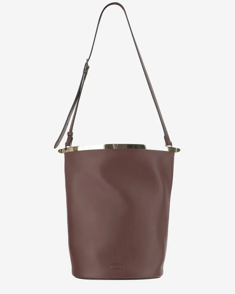 TOD'S Women's Small Leather Bucket Bag Brown Calfskin Handbags Hand Brown