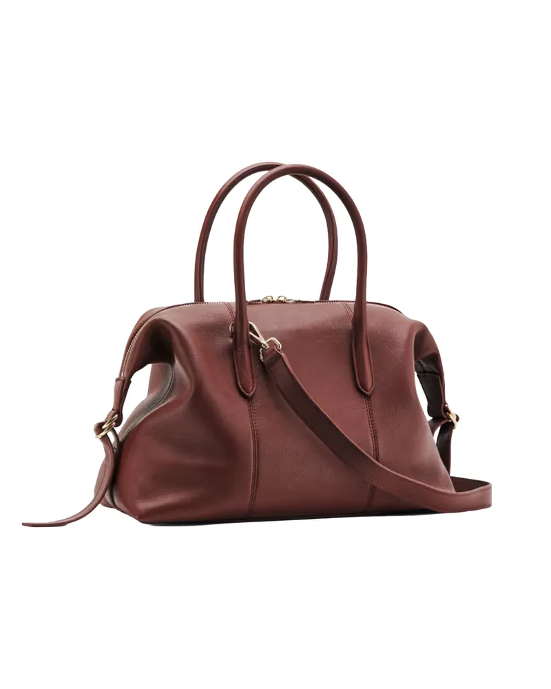 Patrizia Pepe Women's Smooth Leather Bowling Bag Hot Brown Calf Handbags Hand Brown