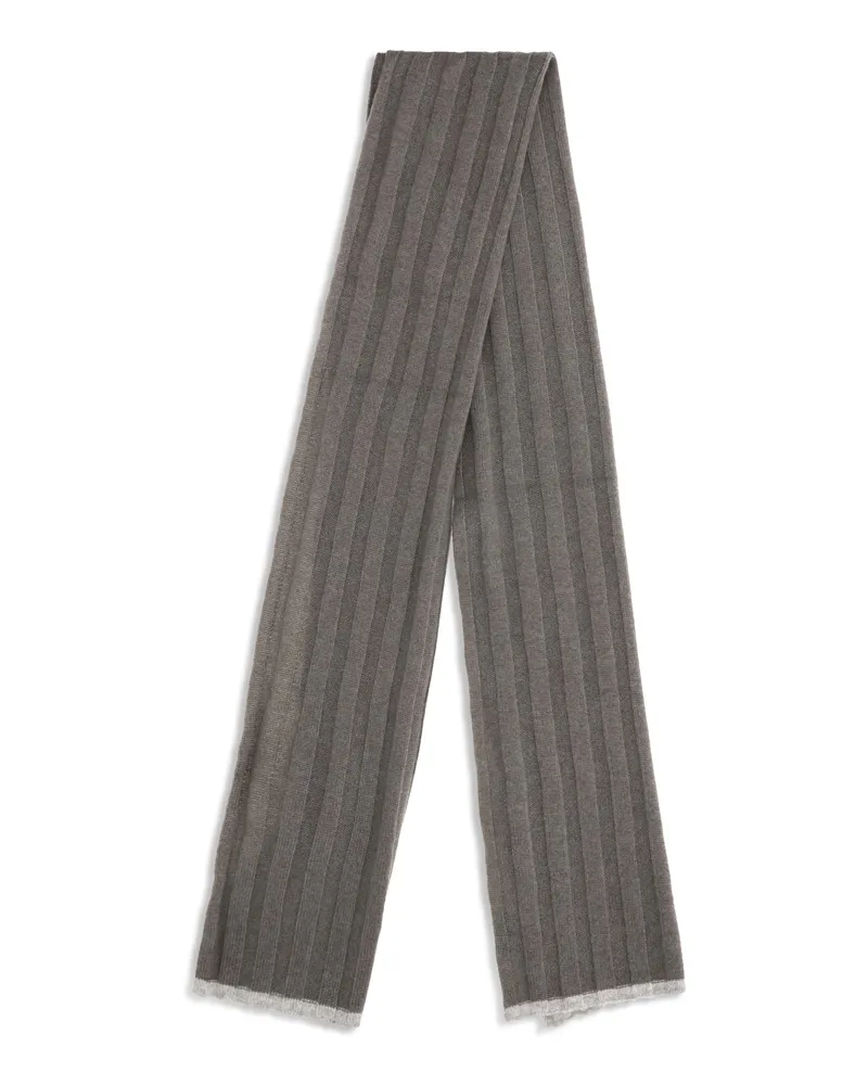 Brunello Cucinelli Men's Cashmere Scarf Army Washed+ciottolo Kashmir-Capra Hircus Kashmir/capra Scarfs Gray