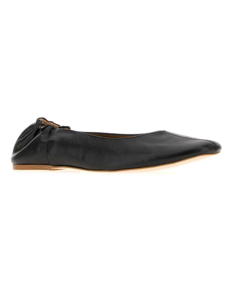 A.P.C. Women's Black Leather Juliet Ballerinas Noir Ballerine Flat Shoes Black