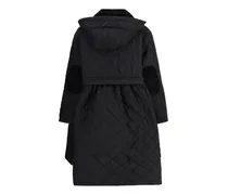 Diamond-Quilted Hooded Down Jacket — Black