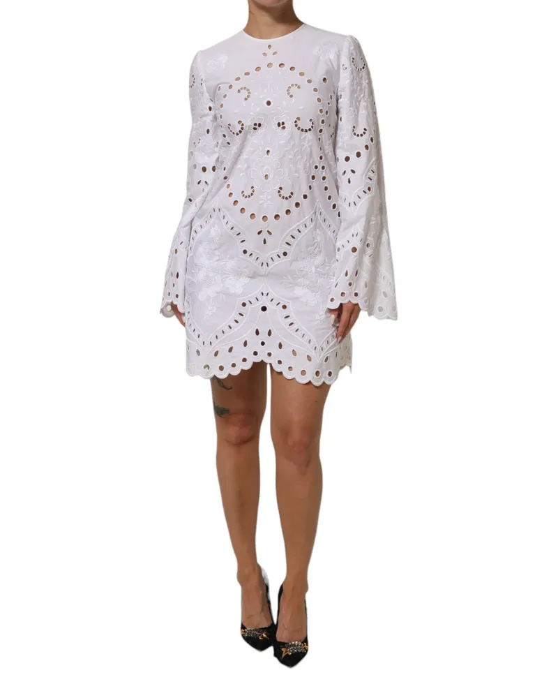 Dolce & Gabbana Women White Cut Out A-Line Sheath Mini Dress Co+pl White