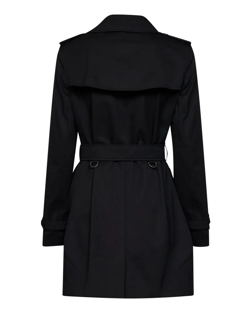 Burberry Women's Trench Coat Kensington Black Cotton & Raincoats Black
