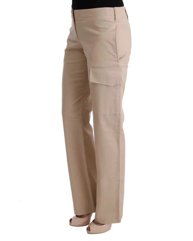 Ermanno Scervino Women Beige Cotton Wool Regular Fit Pants Beige