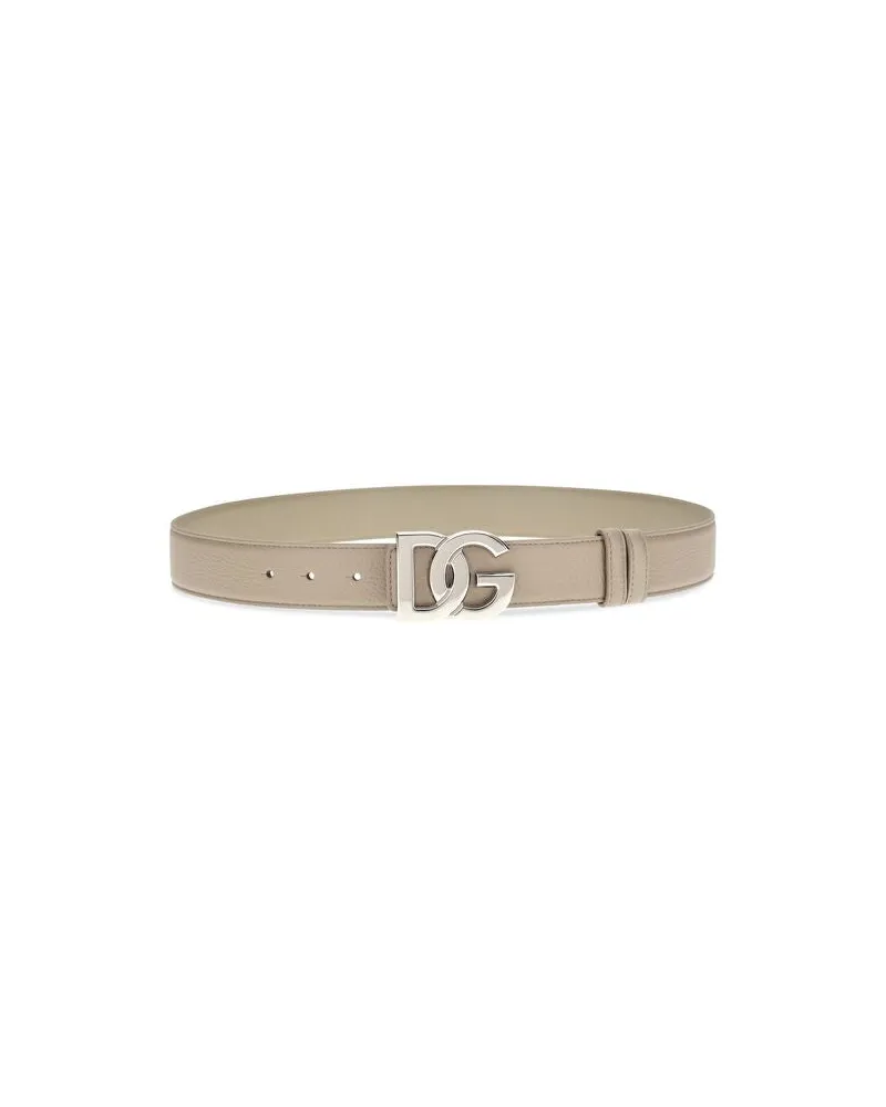 Dolce & Gabbana Men's Beige Calf Leather Bos Taurus Regular Belt Beige