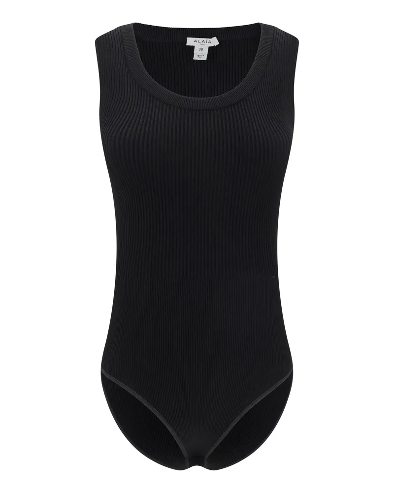 Alaïa Women's Bodysuit Ribbed Viscose Black Tops Top Black