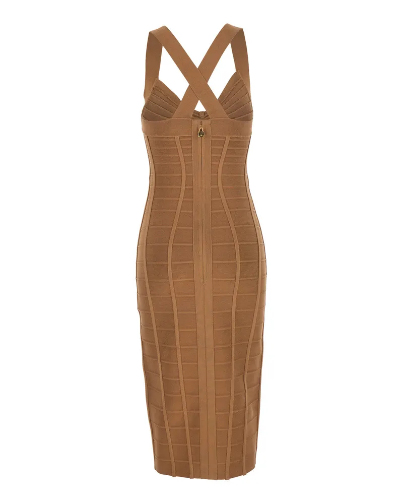 Elisabetta Franchi Women's Sheath Dress Beige Viscose Beige