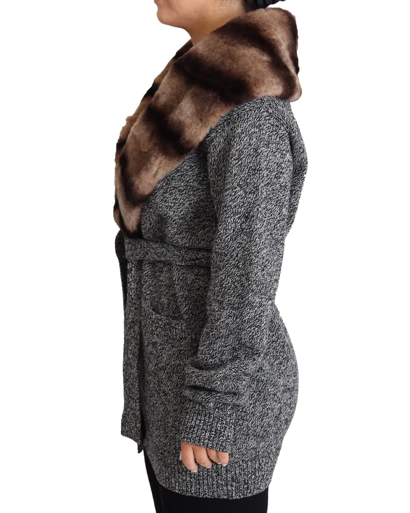 Dolce & Gabbana Women's Gray Cardigan Fur Coat Cashmere Jacket Clothing Gray
