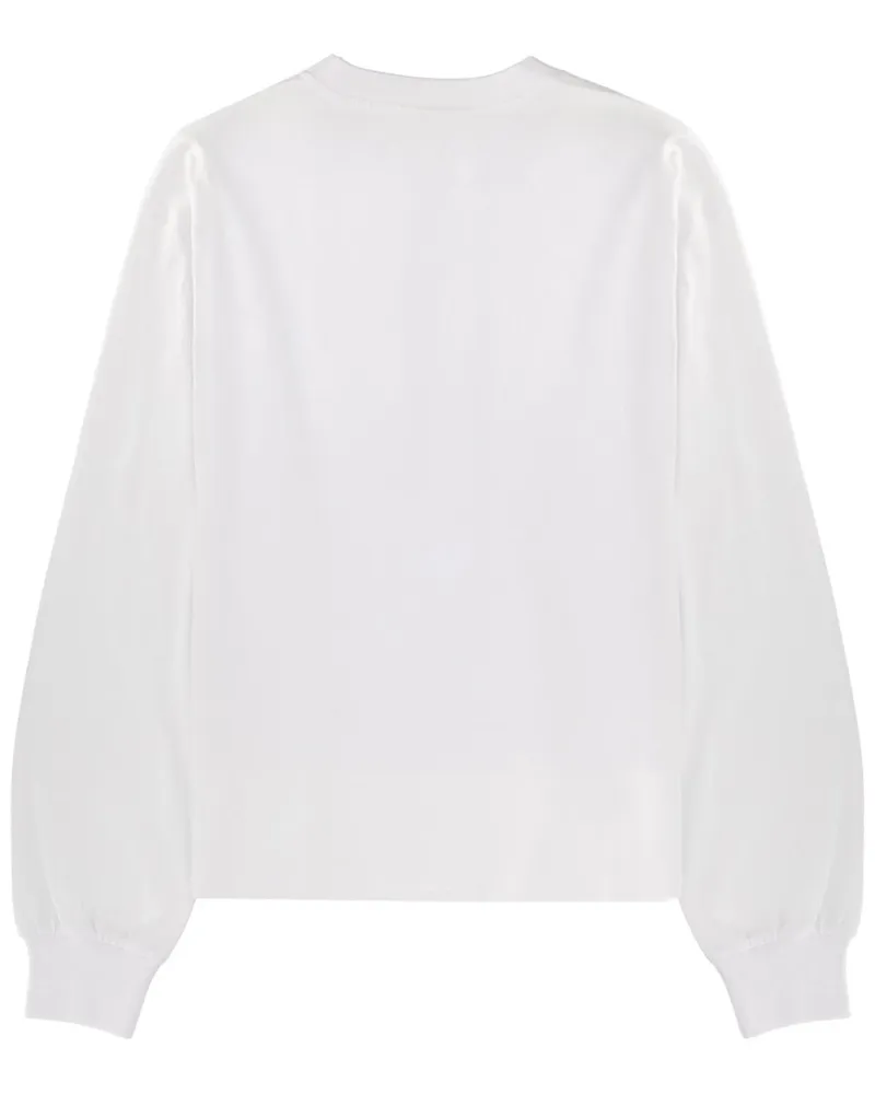 Ganni Logo Organic Cotton Sweatshirt — White White