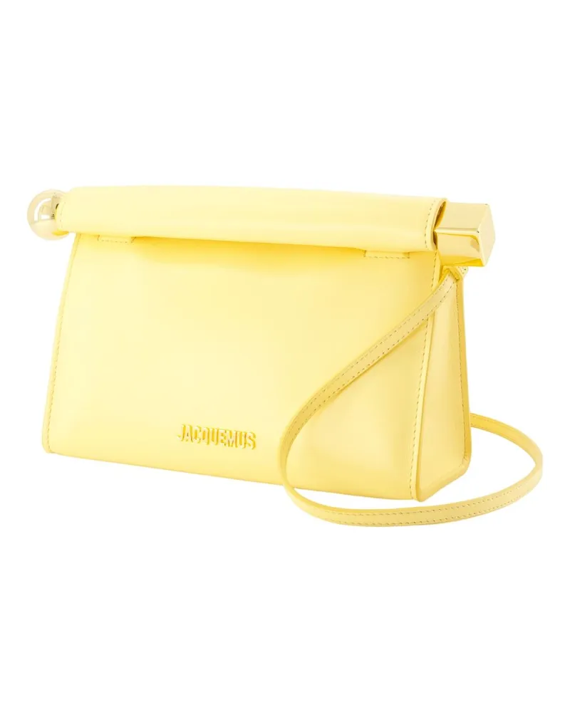 Jacquemus Women's Le Sac Rond Carre -  Leather Yellow Lambskin Bags Handbags-Purses Yellow