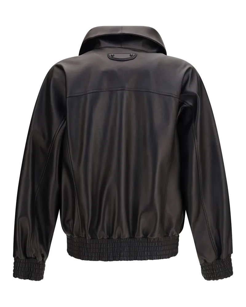 Balenciaga High-Neck Lamb Leather Jacket — Black Black