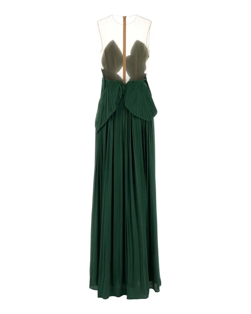 COSTARELLOS Women's Dark Green Georgette Serenne Long Dress 2472evergreen Exterior: Polyester Abiti Lunghi Green