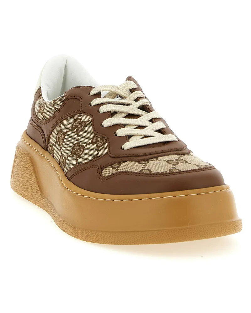 Gucci Women's Brown Calfskin Chunky Sneakers Brown