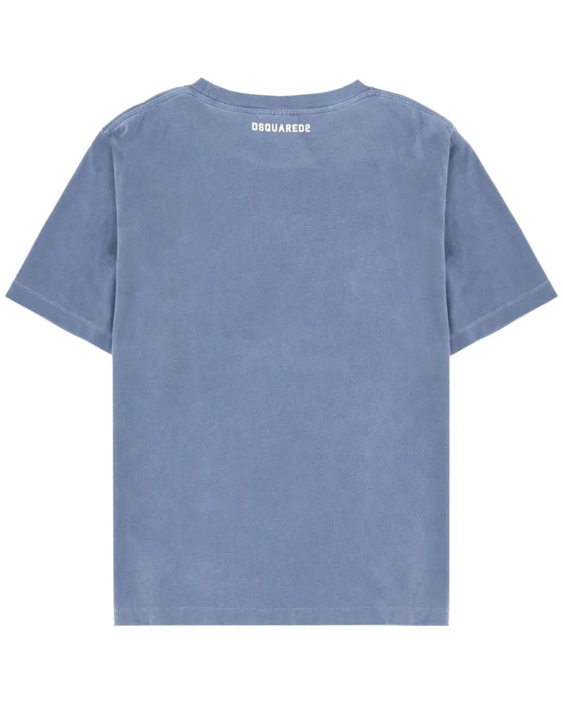 Dsquared2 Embroidered Cotton T-Shirt — Blue Blue