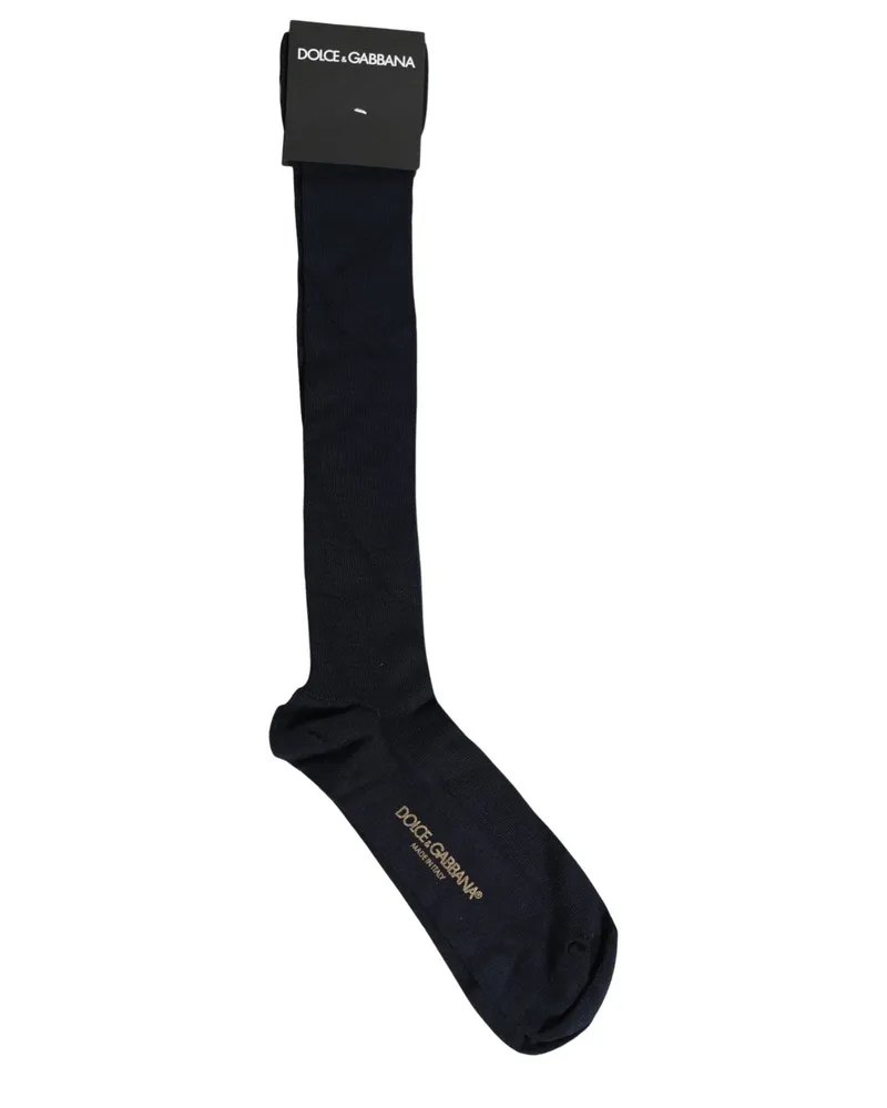 Dolce & Gabbana Men Dark Blue Viscose Over The Calf Accessory Socks Nylon Clothing Navy