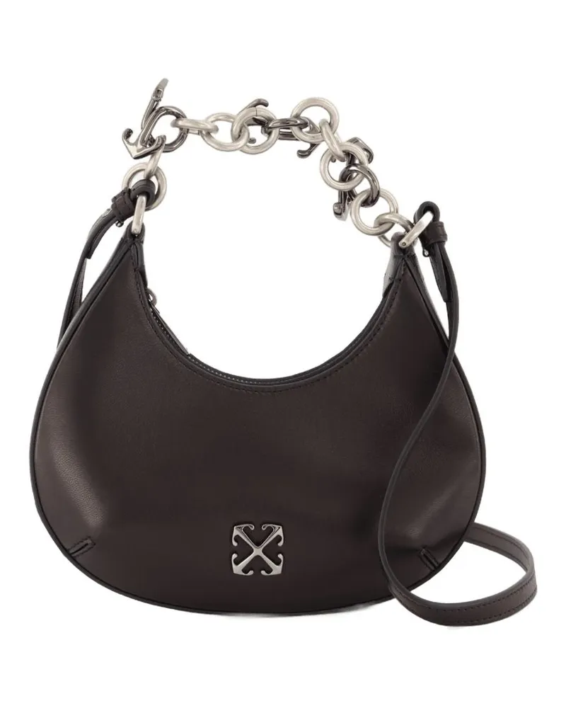 OFF-WHITE Women's Hemisphere Shoulder Bag - Off White Leather Black Lambskin Handbags-Purses Black