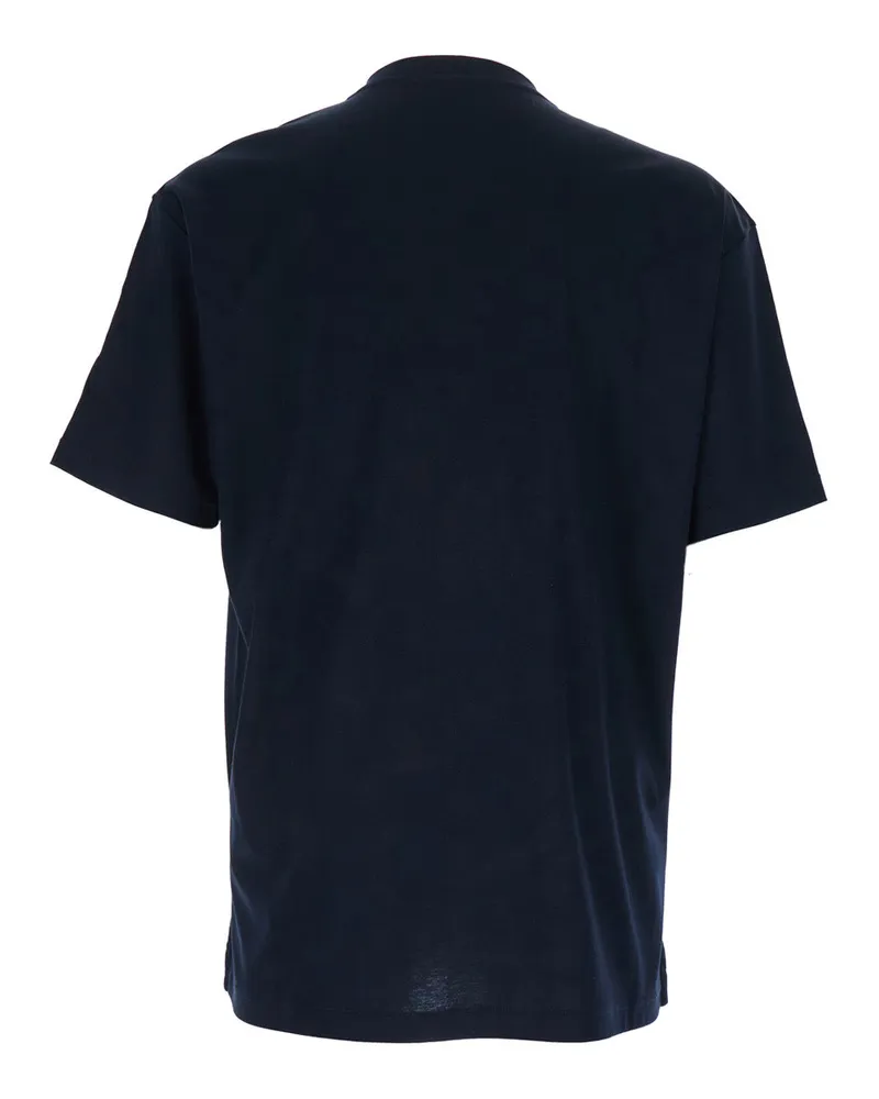 Giorgio Armani Logo-Embroidered Crew Neck T-Shirt — Blue Blue